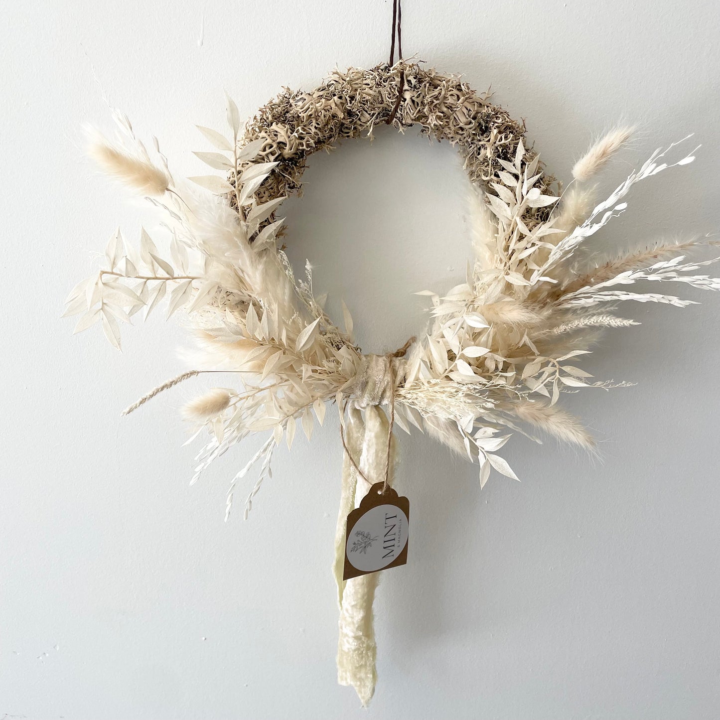 Dried white wreath