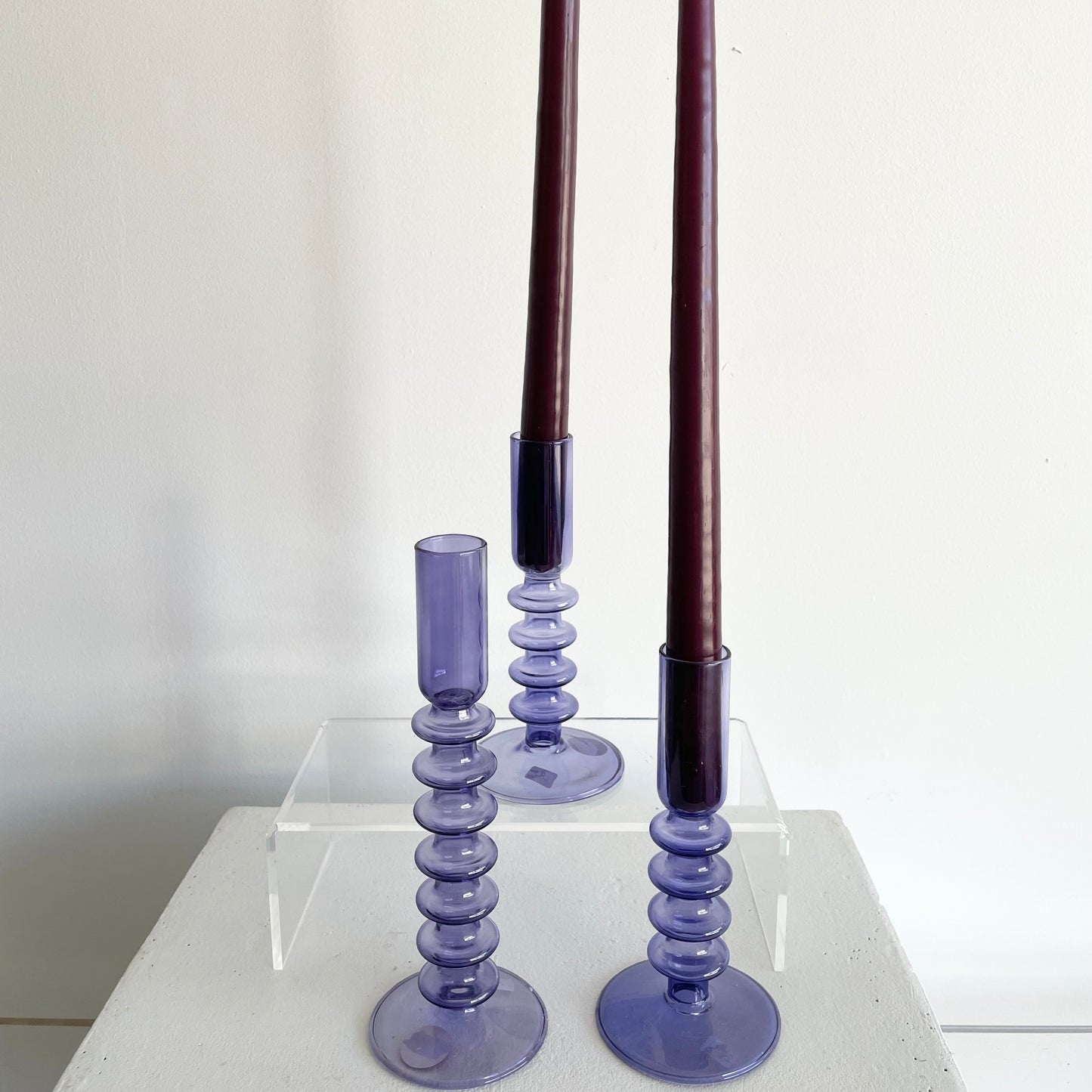 Glass taper candle holder