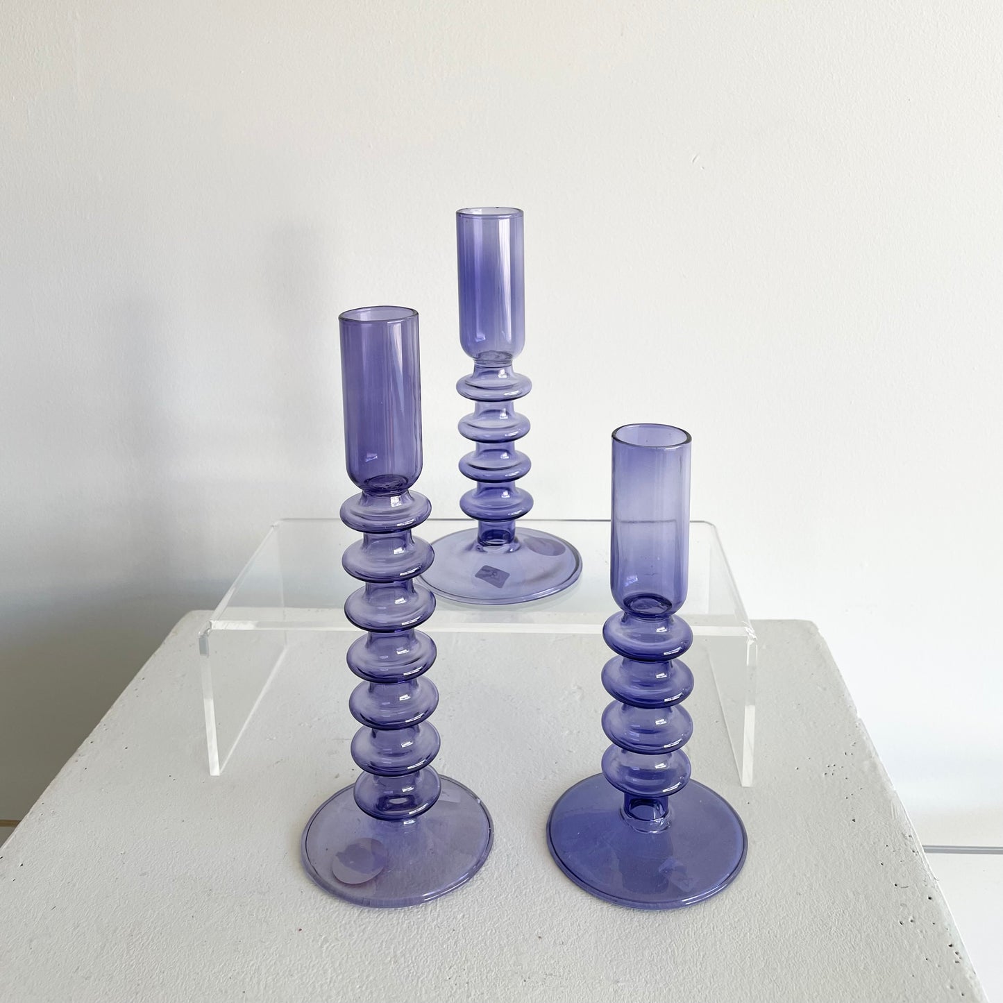 Glass taper candle holder