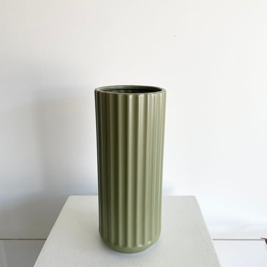 Fluted ceramic vase