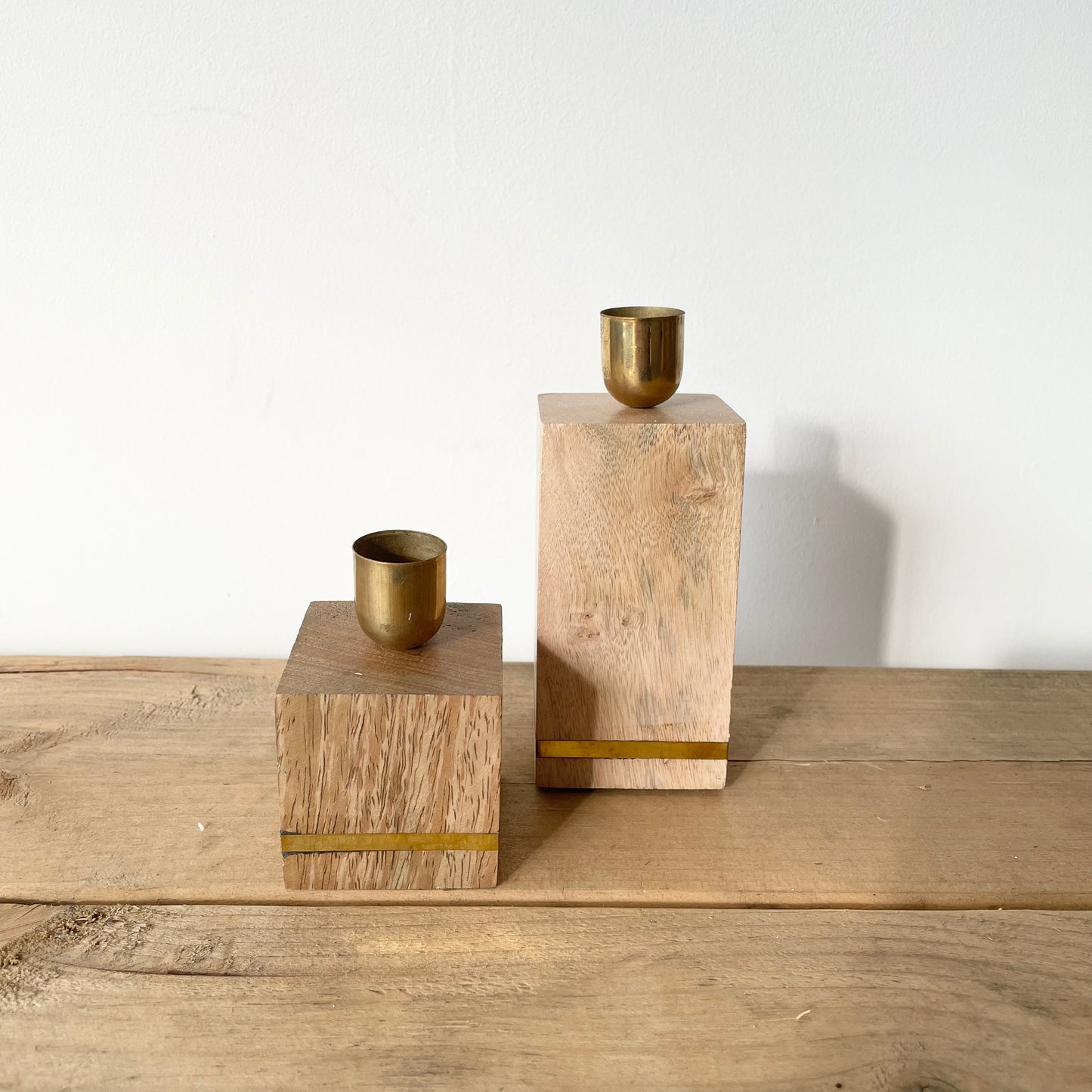 Wooden Cube Candle Holder